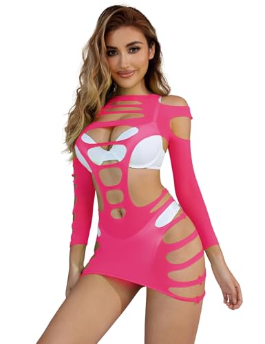 ohmydear Sexy Dessous Damen für Sex Mollig Reizwäsche Fischnetz Bodystocking Mini Kleid Langarm Babydoll Sexy Outfit für Damen Party Rave Netzkleid Erotische Kleider mit Cut Out ohmydear Sexy Dessous Damen für Sex Mollig Reizwäsche Fischnetz Bodystocking Mini Kleid Langarm Babydoll Sexy Outfit für Damen Party Rave Netzkleid Erotische Kleider mit Cut Out von ohmydear