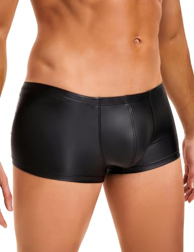 ohmydear Herren Latex Boxershorts Erotisch Reizwäsche für Sex Elastisch Männer Sexy Unterwäsche Größe Größen Wetlook Slips Leder Clubwear Dessous Weich Atmungsaktiv von ohmydear