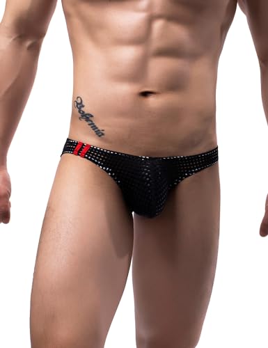 ohmydear Herren Strings Sexy Tanga Low-Rise Slips Männer Unterwäsche für Sex Mesh Bikini Unterhosen Atmungsaktiv Sportunterwäsche Thong Pouch Underwear von ohmydear