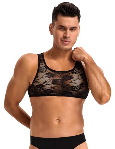 ohmydear Herren Unterhemden Spitze Tank Tops Netzshirt Ärmelloses Netzhemd Transparent Crop Top Bauchfrei Sexy Sissy Dessous Männer Netzoberteil Unterwäsche für Nachtclubs, Partys Schwarz M ohmydear Herren Unterhemden Spitze Tank Tops Netzshirt Ärmelloses Netzhemd Transparent Crop Top Bauchfrei Sexy Sissy Dessous Männer Netzoberteil Unterwäsche für Nachtclubs, Partys Schwarz M von ohmydear