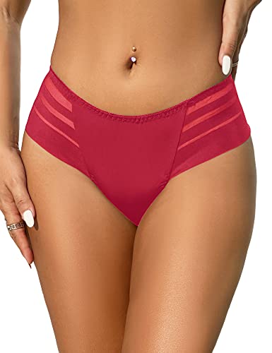 ohmydear Pantys Damen Sexy String Slips Große Größen Unterhosen Tanga Unterwäsche für Frauen Hipster Panties Höschen, Rot, 3XL-4XL von ohmydear