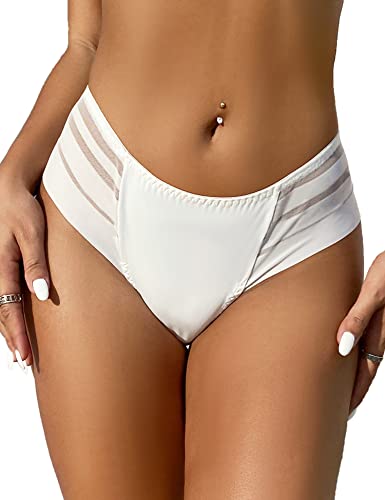 ohmydear Pantys Damen Sexy String Slips Große Größen Unterhosen Tanga Unterwäsche für Frauen Hipster Panties Höschen, Weiß, XL-2XL von ohmydear
