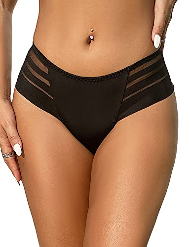 ohmydear Pantys Damen Sexy String Slips Große Größen Unterhosen Tanga Unterwäsche für Frauen Hipster Panties Höschen, Schwarz, M-L von ohmydear