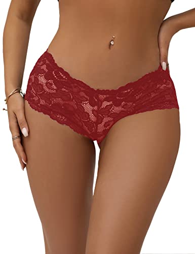 ohmydear Pantys Damen Spitze Höschen Hipster Blumen Slip String Tanga Große Größen Unterwäsche Unterhosen Dessous Mehrfarbig 3er Pack von ohmydear