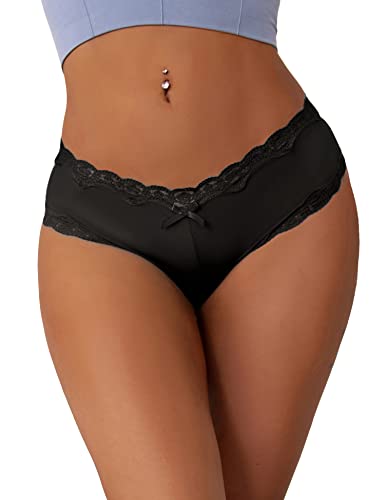 ohmydear Pantys Damen String Tanga Spitze Höschen Unterwäsche Große Größen Slip Dreidimensionale Unterhose Reizwäsche Schwarz 3XL-4XL von ohmydear