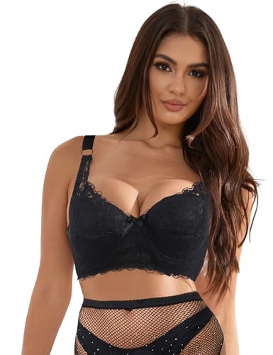 ohmydear Spitzen BH Damen mit Bügel Vollschalen Bügel BH ohne Polster Klassische BHS für Damen Komfort T Shirt BH Große Größen Schwarz 90D von ohmydear