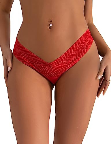 ohmydear Unterhosen Damen Sexy Höschen V-Waist Thong Atmungsaktiv Slip Unterwäsche für Frau Underwear Weich Panties von ohmydear