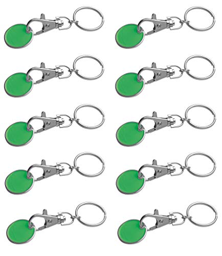 10x Metall Schlüsselanhänger mit Einkaufschip / Farbe: grün von ohne Markename