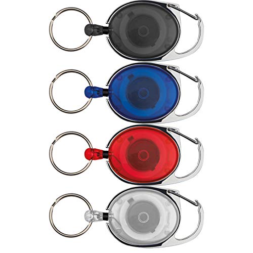 ohne Markename 4x Schlüsselanhänger mit Karabiner und ausziehbarem Schlüsselring / 4 Farben von ohne Markename