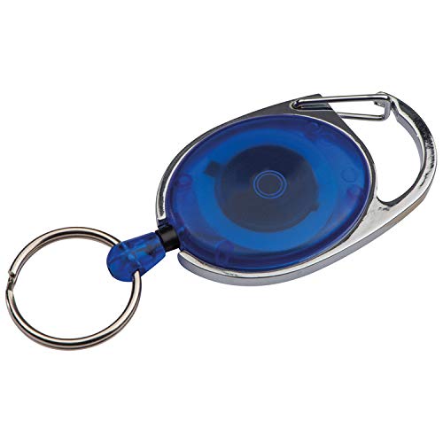 Schlüsselanhänger mit Karabiner und ausziehbarem Schlüsselring / Farbe: blau von ohne Markename