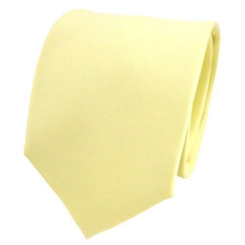 TigerTie Herren Krawatte – Klassische 8 cm Satin-Krawatte in gelb blassgelb einfarbigem Design, ideal für Geschäftstermine, festliche Anlässe und die Freizeit von TigerTie