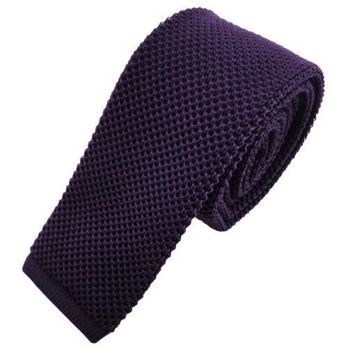 TigerTie - schmale Strickkrawatte in lila dunkellila einfarbig uni TigerTie - schmale Strickkrawatte in lila dunkellila einfarbig uni von TigerTie