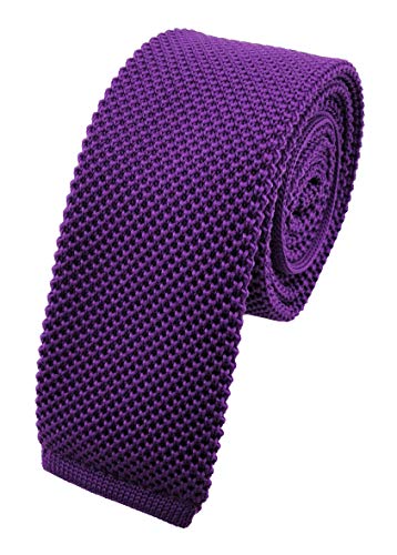 TigerTie - schmale Strickkrawatte in lila violett einfarbig uni von TigerTie