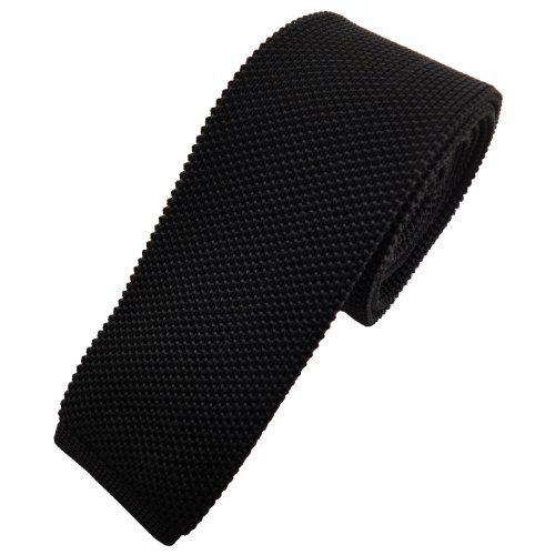 TigerTie - schmale Strickkrawatte in schwarz einfarbig uni TigerTie - schmale Strickkrawatte in schwarz einfarbig uni von TigerTie