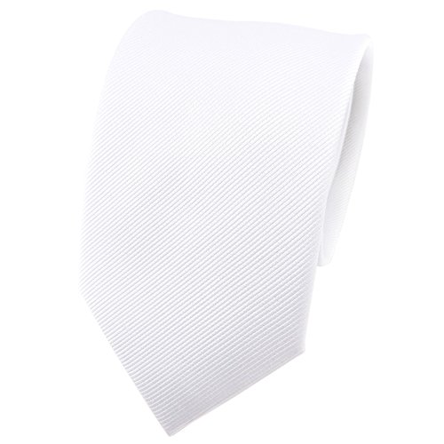 TigerTie - Seidenkrawatte weiß Uni Rips - Krawatte 100% Seide - Breite 7 cm x 150 cm Länge von TigerTie