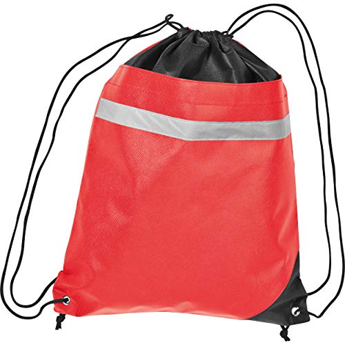 Sportbeutel / Gym-Bag mit reflektierendem Streifen / Farbe: rot von ohne Markenname