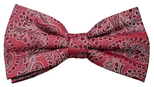 TigerTie Designer Seidenfliege rot weinrot silber gemustert - Fliege Seide Silk von TigerTie