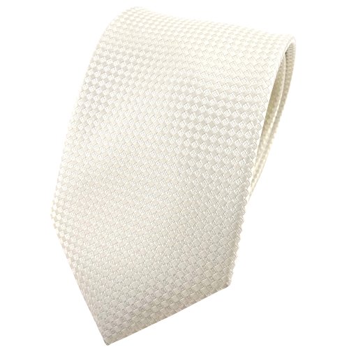 TigerTie Hochzeit Seidenkrawatte creme kleine vierecke Uni - Krawatte 100% reine Seide von TigerTie