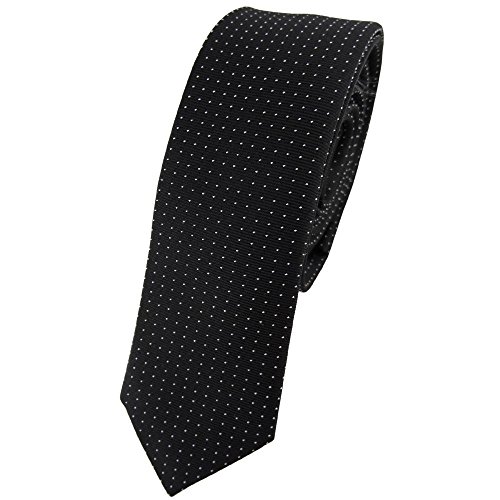 TigerTie schmale Seidenkrawatte in schwarz silber gepunktet, Krawatte 100% reine Seide TigerTie schmale Seidenkrawatte in schwarz silber gepunktet, Krawatte 100% reine Seide von TigerTie