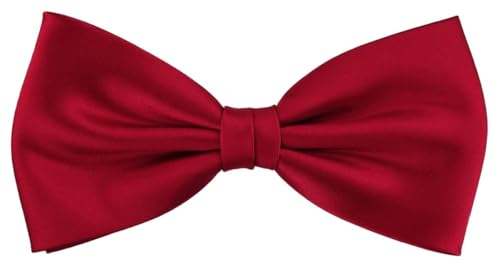 TigerTie Herren Satin Seidenfliege in rot einfarbig Uni – Fliege aus 100% Seide, ideal für Hochzeit, Party, Business, Abendgarderobe und festliche Anlässe von TigerTie