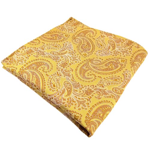 TigerTie Designer Seideneinstecktuch in gold gelbgold silber Paisley gemustert von TigerTie