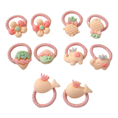 10 Stück Cartoon-Haargummis mit Obst-/Blumen-Designs für kleine Mädchen und Kinder, Sprinig Haarstyling-Haarband von ohodhmnu