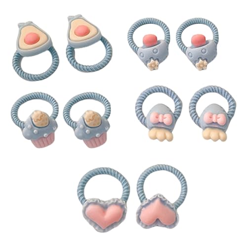 10 Stück Cartoon-Haargummis mit Obst-/Blumen-Designs für kleine Mädchen und Kinder, Sprinig Haarstyling-Haarband von ohodhmnu
