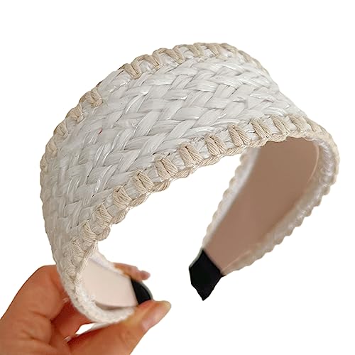 Gewebte Stroh-Stirnbänder für Mädchen, elegante Damen-Kopfbedeckung, breite Haarbänder, Zubehör, elegante Frühlings-Haarbänder, Geburtstagsparty Gewebte Stroh-Stirnbänder für Mädchen, elegante Damen-Kopfbedeckung, breite Haarbänder, Zubehör, elegante Frühlings-Haarbänder, Geburtstagsparty von ohodhmnu