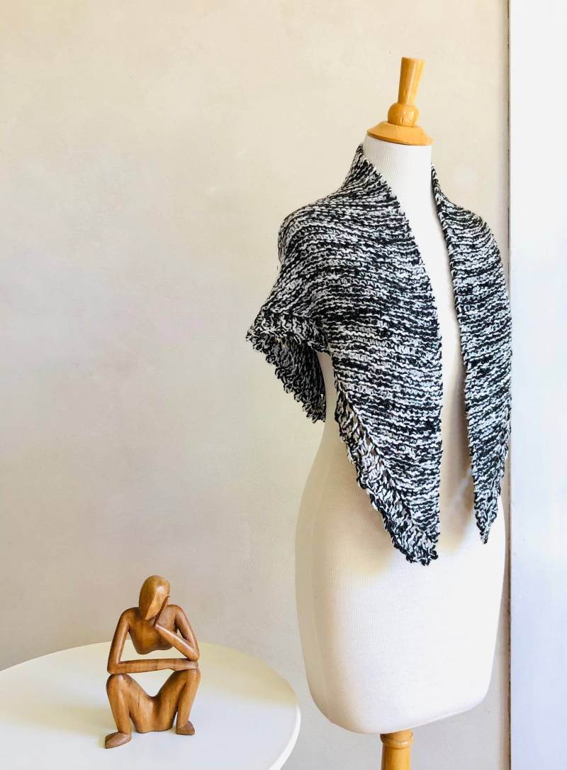 Handgestrickter Schal Dunkelst Braun & Weiss/Alpaka Merino Wolle Mischung Natur Ungefärbt von ohthisnose