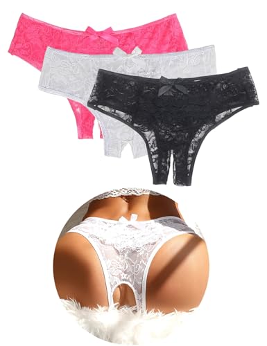 String Tanga Spitze Damen Sexy 3er Pack Thong Curvy Unterwäsche Große Größen Slips Panty Unterhose Übergröße Höschen Hipster Atmungsaktiv Reizwäsche Panties Mehrpack Mollige Frauen Mehrfarbig,3XL von ohyeahlady