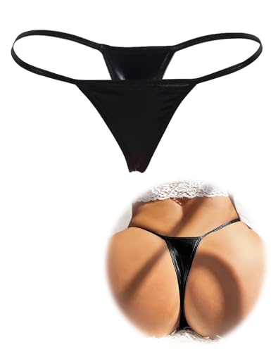 ohyeahlady Damen Micro Bikini Sexy Mini String Tanga Kunstleder Erotisch G-String Thongs Große Größen T-Back Unterwäsche Niedrige Taille Unterhosen Swimwear Beach Panty Plus Size Schwarz,S-M ohyeahlady Damen Micro Bikini Sexy Mini String Tanga Kunstleder Erotisch G-String Thongs Große Größen T-Back Unterwäsche Niedrige Taille Unterhosen Swimwear Beach Panty Plus Size Schwarz,S-M von ohyeahlady