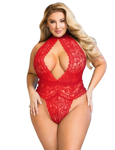 ohyeahlady Dessous Damen Sexy Unterwäsche Große Größen Babydoll Curvy Erotische Negligee Dessous Mollige Frau Spitzen Body Lingerie Woman Tiefe V-Ausschnitt Bodysuit Neckholder Reizwäsche Rot,M-L ohyeahlady Dessous Damen Sexy Unterwäsche Große Größen Babydoll Curvy Erotische Negligee Dessous Mollige Frau Spitzen Body Lingerie Woman Tiefe V-Ausschnitt Bodysuit Neckholder Reizwäsche Rot,M-L von ohyeahlady