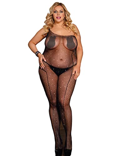 Sexy Unterwäsche Dessous für Damen Nahtlose Mesh Overt Sexy Dessous Damen für Sex Reizwäsche Spitze Body Große Größen Fishnet Bodystocking Baby Dolls Negligees Lingerie Sleepwear(Schwarz A,L-XXL) von ohyeahlady