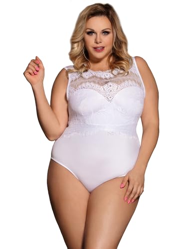 ohyeahlady Spitzenbody Schwarz Damen Sexy Body Ärmellos Elegant Curvy Blusenbody Große Größen Outfits Spitze Oberteile Tank Tops Bodysuit Teddy One Piece Dessous mit Druckknöpfe Sommer Weiß,XXL ohyeahlady Spitzenbody Schwarz Damen Sexy Body Ärmellos Elegant Curvy Blusenbody Große Größen Outfits Spitze Oberteile Tank Tops Bodysuit Teddy One Piece Dessous mit Druckknöpfe Sommer Weiß,XXL von ohyeahlady
