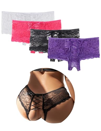ohyeahlady Höschen Ouvert Damen Sexy Erotik Große Größen String Tanga Dessous Damen Sexy Unterwäsche Spitze Unterhosen Offener Schritt Brazilian Slip Hipster Panty Reizwäsche Mollig Mehrfarbig,XL-XXL von ohyeahlady