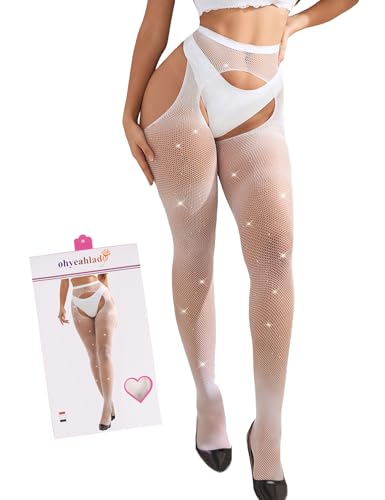 ohyeahlady Strumpfhose Ouvert für Damen Sexy Glitzer Strapsstrümpfe Große Größen Halterlose Strümpfe Erotische Elastizität Strapsen Dessous Mollig Netzstrümpfe Fishnetz Stocking Weiß XS-M ohyeahlady Strumpfhose Ouvert für Damen Sexy Glitzer Strapsstrümpfe Große Größen Halterlose Strümpfe Erotische Elastizität Strapsen Dessous Mollig Netzstrümpfe Fishnetz Stocking Weiß XS-M von ohyeahlady