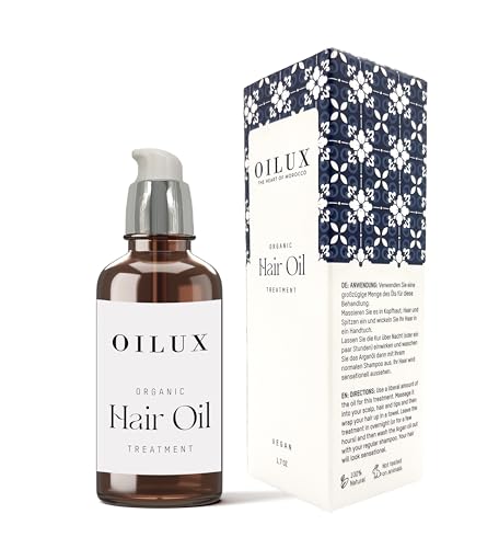 OILUX Haaröl Bio Belebendes Haar-Tonikum kräftiges Haar & gesunde Kopfhaut - Naturkosmetik Haar-Öl gegen Haarausfall, Haarwachstum, Pflege für Haare - Vegan & Cruelty Free Kosmetik für Frauen & Männer von oilux