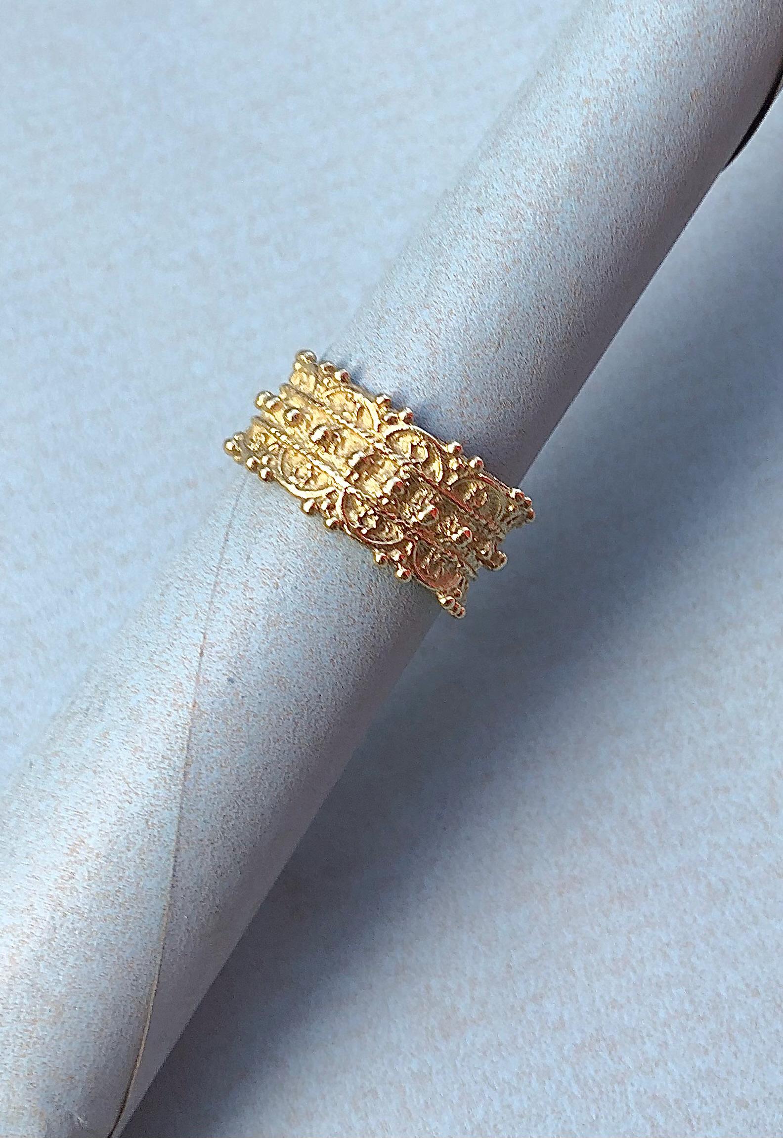 Ring Gelbgold 585 Gemustert, Weitenverstellbar von ojuna