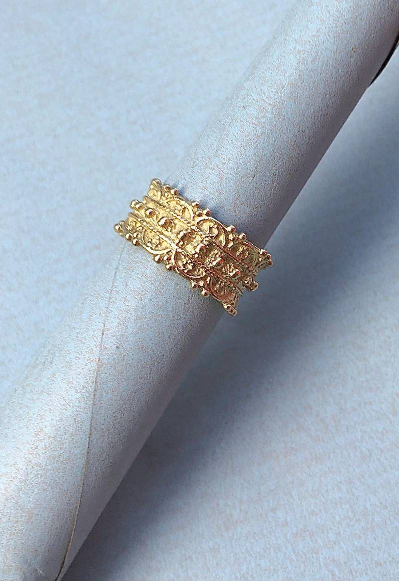 Ring Gelbgold 585 Gemustert, Weitenverstellbar von ojuna