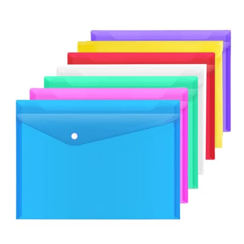 ojussa A4 Kunststoffhüllen, 5 Stück, wasserdicht, Kunststoff, transparente Farben, mit Knopfaufbewahrung und Organisation, Bürobedarf, 彩色, Nein von ojussa