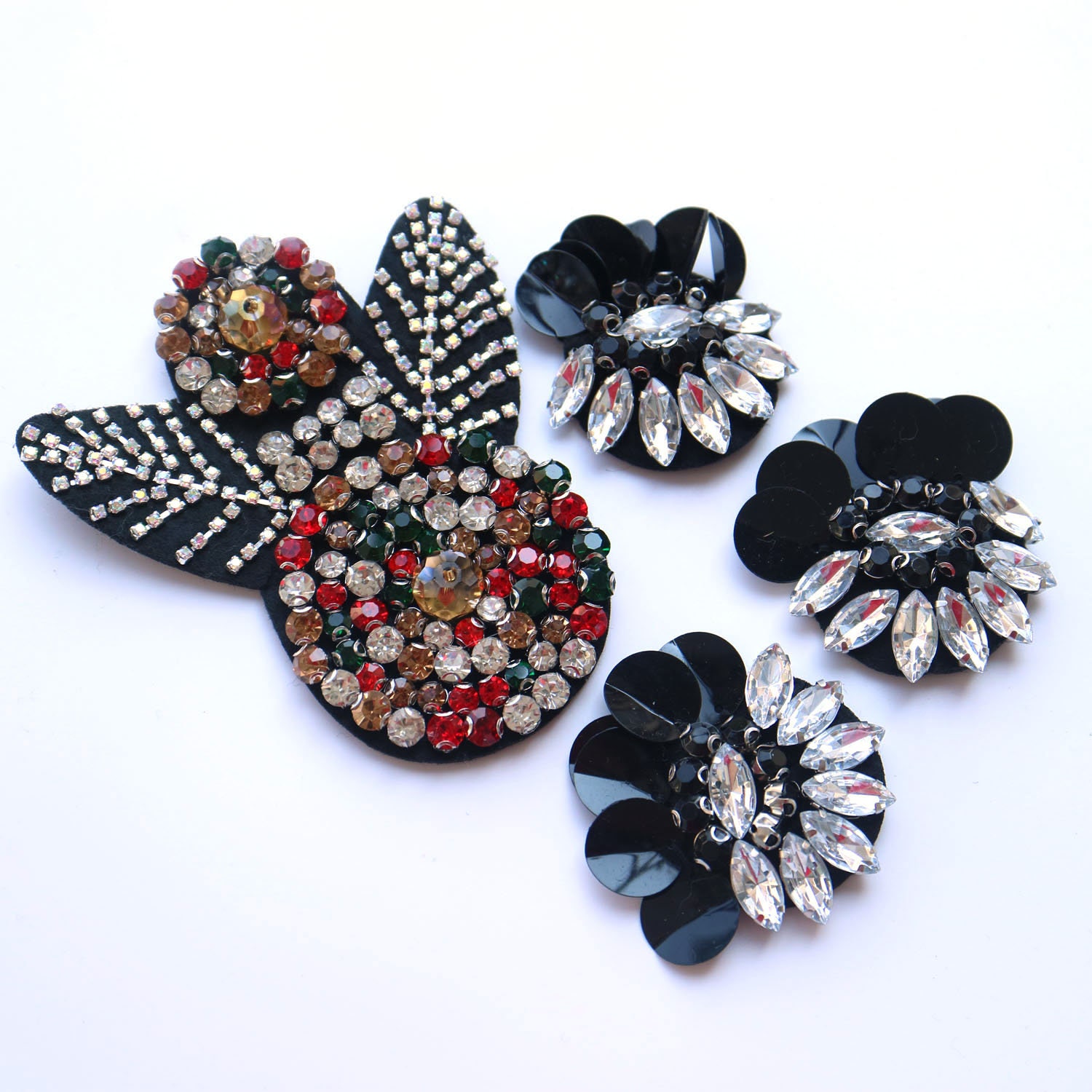 Perlenblumen Patches Für Kleidung 3D Handarbeit Strass Perlen Dekoration Aufnäher Diy Parches Stickapplikation von okahome
