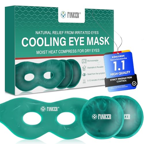 Kühlmaske Gesicht, Wiederverwendbare Gel-Masken zur Augenentspannung, mit 2x Augen Kühlpads, Lindert Müdigkeit, verstellbarem Kopfband, Praktisches Set für Zuhause, Frauen und Männer von okalabandee