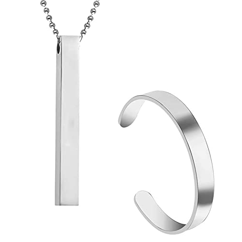 okos Herren Schmuck Combo 2 Edelstahl 3D Quader Vertikale Bar Stick Medaillon Anhänger Halskette mit Einstellbar Half Kada für Jungen und Männer CO1000437 Verstellbar Edelstahl Kein Edelstein okos Herren Schmuck Combo 2 Edelstahl 3D Quader Vertikale Bar Stick Medaillon Anhänger Halskette mit Einstellbar Half Kada für Jungen und Männer CO1000437 Verstellbar Edelstahl Kein Edelstein von okos