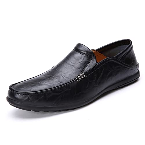 okuya Halbschuhe for Herren, leicht, venezianische Halbschuhe, Leder, flexibel, Flacher Absatz, bequem, for Abschlussball, Hochzeit(Color:Schwarz,Size:44 EU) von okuya