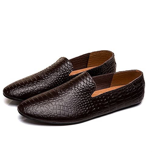 okuya Herren Halbschuhe aus echtem Leder, Smoking-Toafer, Schlangenmuster, Gummisohle, bequem, rutschfest, rutschfest, Hochzeits-Slipper(Size:40 EU) von okuya