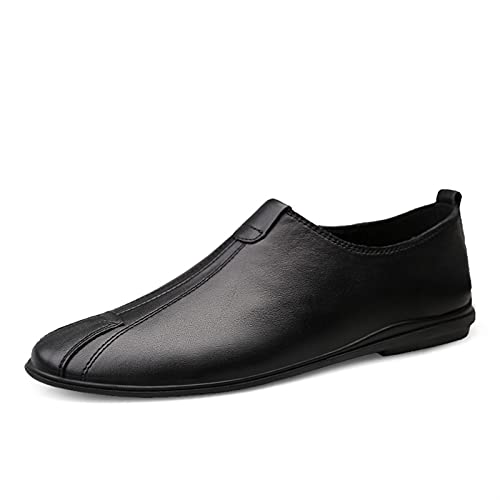 okuya Herren-Loafer, leichte Nähte, Loafer for Fahren, lederbeständig, Flacher Absatz, bequem, klassisch, for Reinschlüpfen(Color:Schwarz,Size:41 EU) von okuya