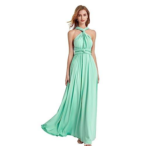 okwish Damen Abendkleid Multi-tragen Maxikleid Brautjungfernkleid wickelkleid Damen Schulterfrei Cocktailkleid V-Ausschnitt Abendkleider Abschluss Sommer Strandkleid Hochzeit Grün S/32-34 von okwish