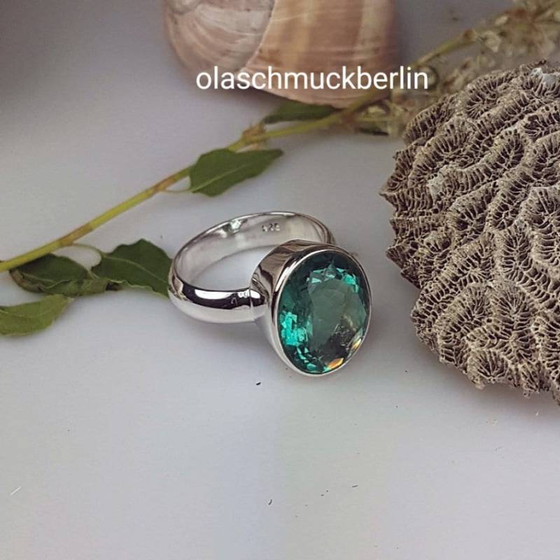Handgefertigter Silberring Mit Fluorit von olaschmuckberlin