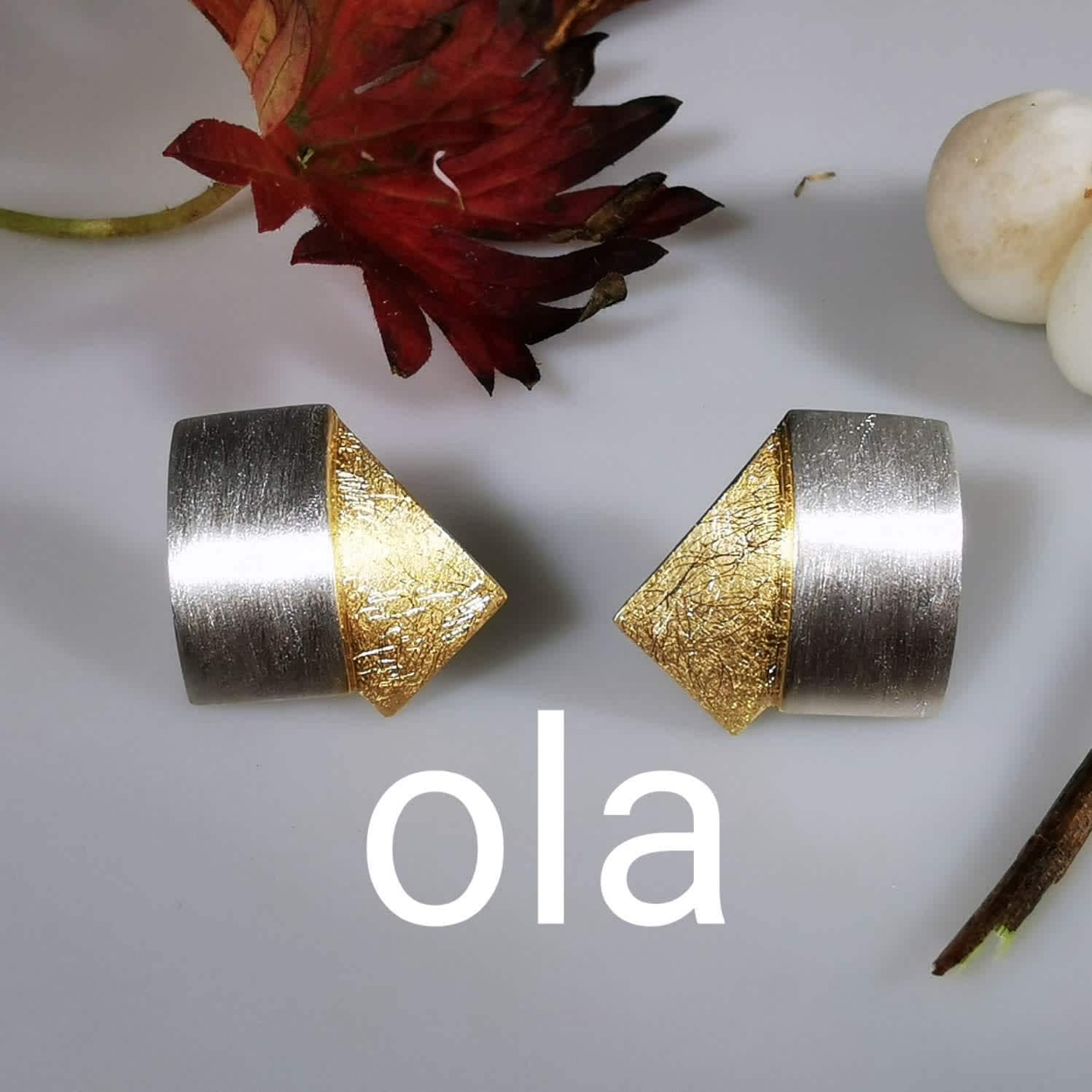 Ohrstecker Aus 925 Silber, Bicolor, Teilvergoldet von olaschmuckberlin
