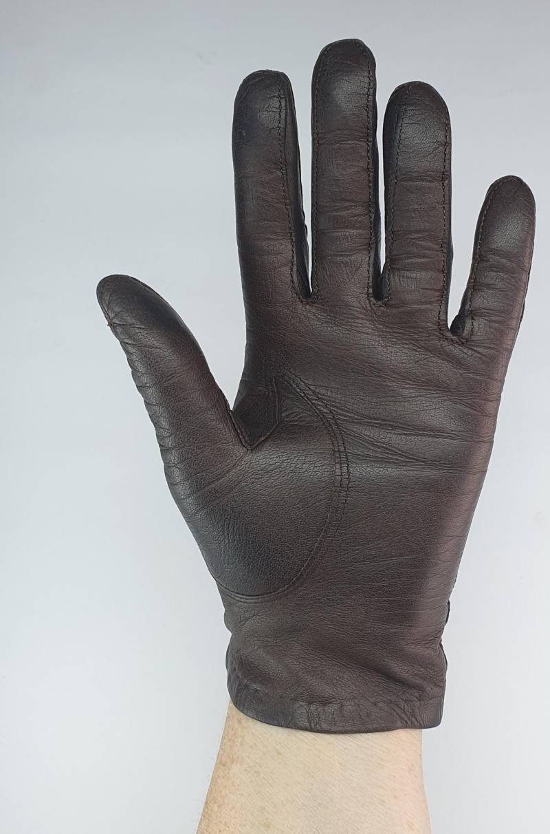 Handschuhe Leder Lederhandschuhe Fingerhandschuhe Größe 7 Damenhandschuhe Dunkelbraun Vintage von oldcamerasandmore